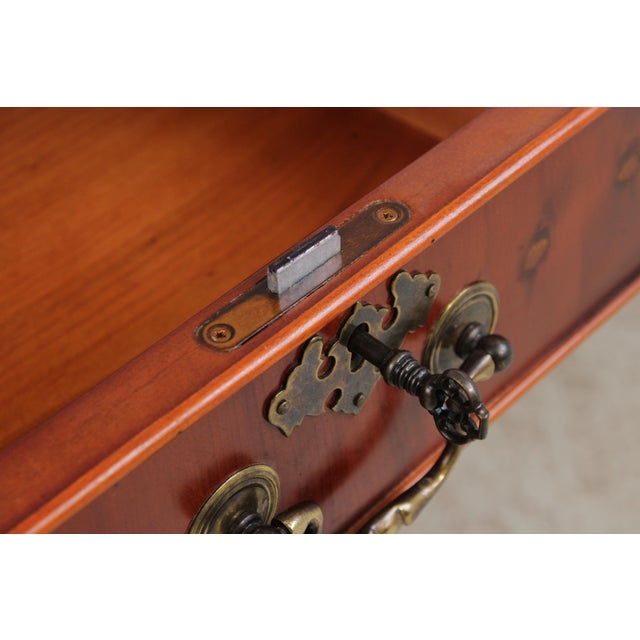 Reprodux English Yew Wood Green Leather Top Desk For Sale - Image 12 of 18