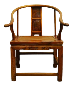 19th Century Chinese Light Brown Lacquered Horseshoe Back Chair With Rattan Seat