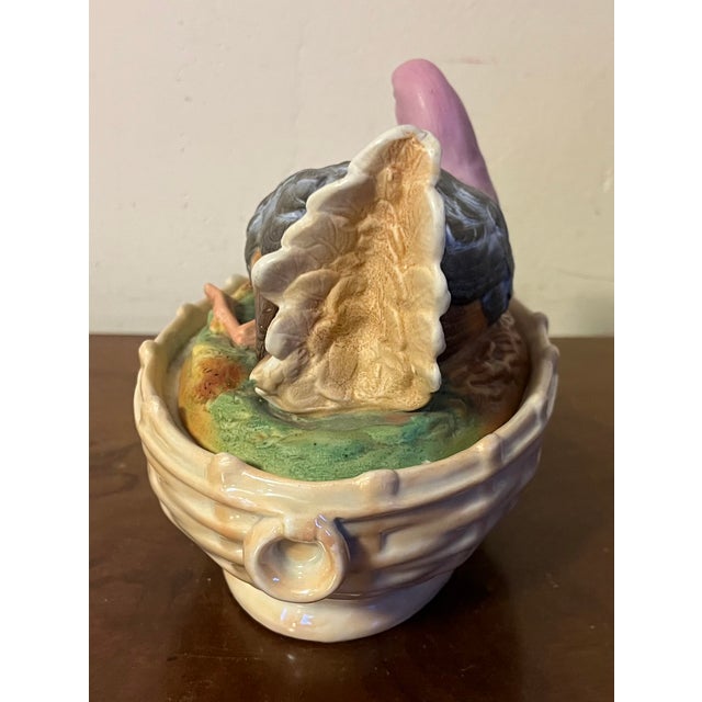 Antique 19th Century English Staffordshire Bird Box in the Form of a Pigeon on a Nest For Sale - Image 10 of 14