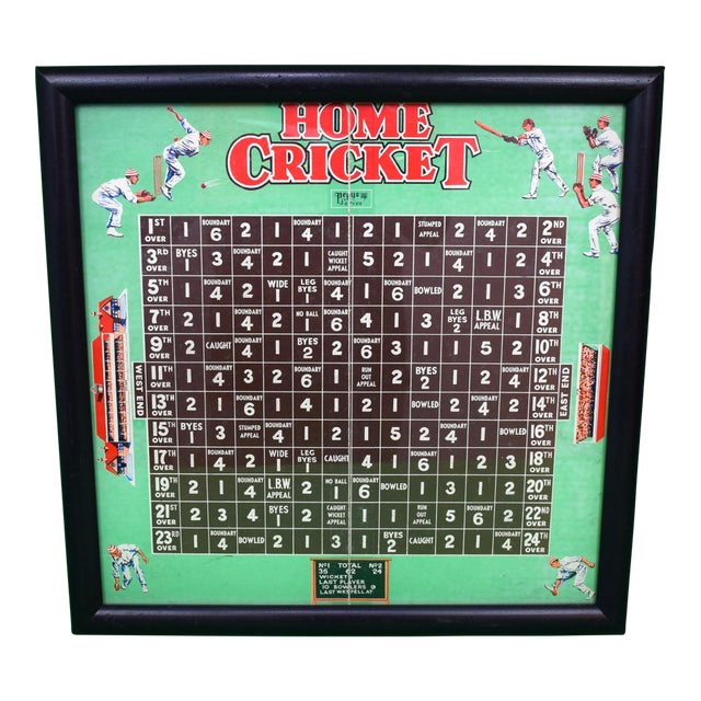 1940s Home Cricket Pepys Series Framed Board Game For Sale