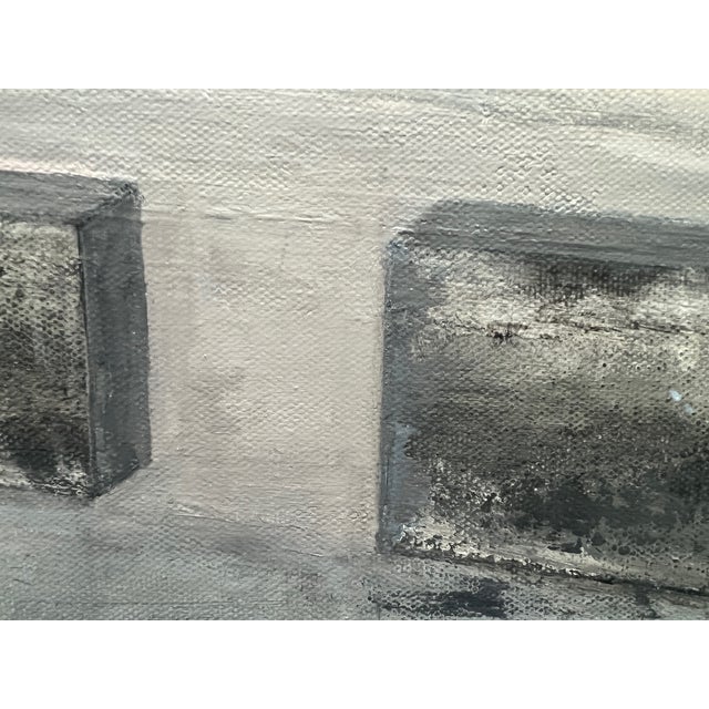 "Departure" Contemporary Cityscape Painting in Gray and Blue of Airport by Mill Valley Artist Mary Anne McKernie For Sale - Image 9 of 12