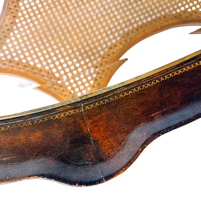 Vintage Large English Regency Style Faux-Bamboo Coffee Table With Caned Tier & Gilt Lion Paw Feet For Sale - Image 12 of 13