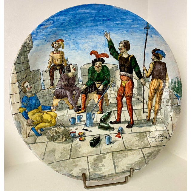 Majolica Earthenware Dish by Liautey Godefroy, 1892, in Very Good conditions. Designed 1890 to 1919 This piece has an...