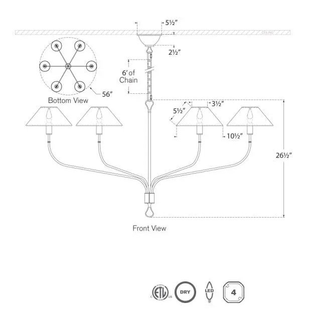 Transitional Amber Lewis for Visual Comfort Signature Griffin Grande Tail Chandelier in Bronze and Chocolate Leather with Linen Shades For Sale - Image 3 of 3