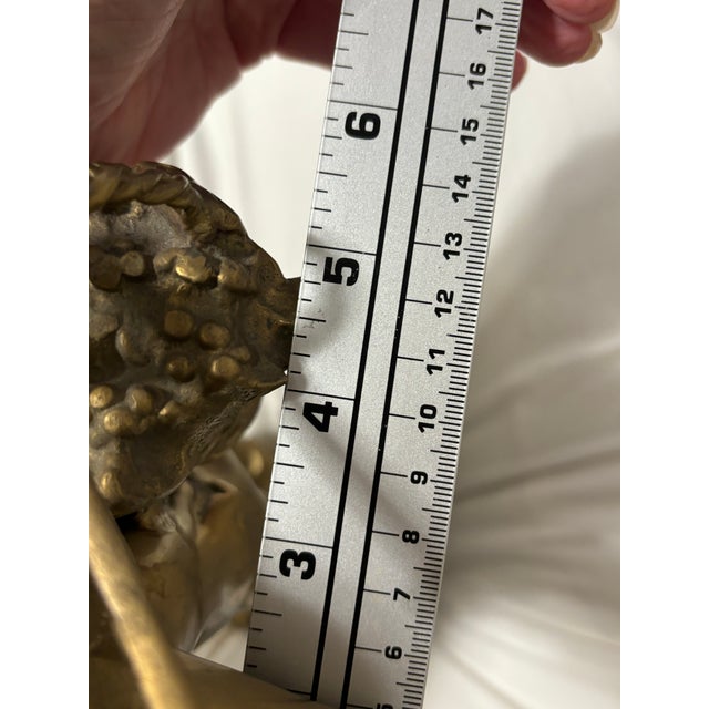 Brass 1980s Vintage Cast Brass Wine Grape Harvest Sculpture Statue of a Young Man For Sale - Image 8 of 12