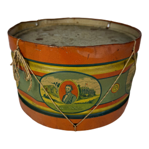 Rare Vintage J. Chein & Co. Patriotic Tin Lithograph Toy Drum | Abraham Lincoln Americana Folk Art Decor