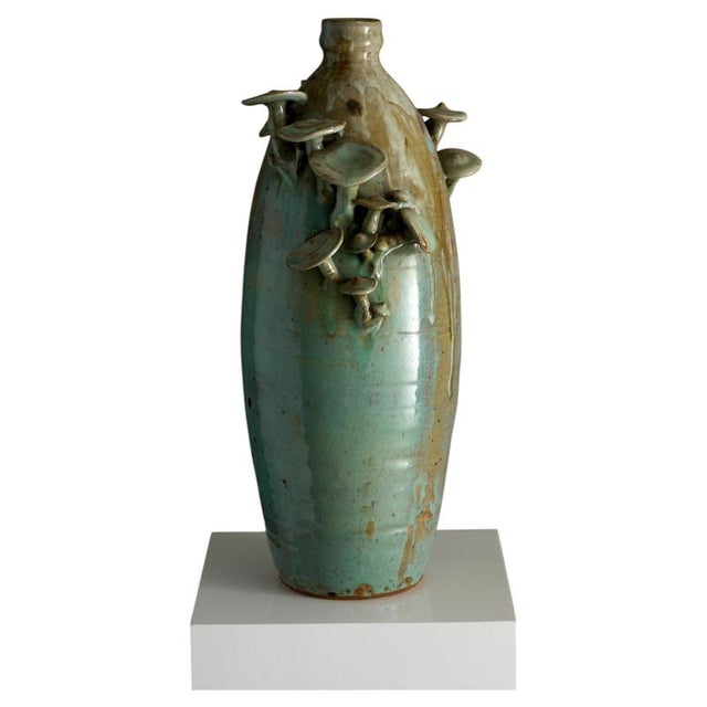 Brown Organic Modern Glazed Ceramic Mushroom Vase by John Rezner, 1995 For Sale - Image 8 of 8