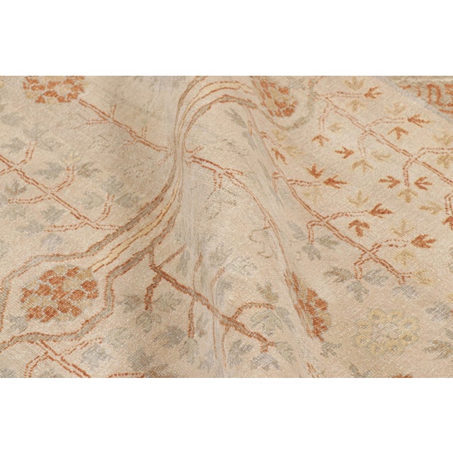 Textile Rug & Kilim’s Block Print Runner Rug in Beige with Geometric-Floral Patterns - 3x6 For Sale - Image 7 of 8