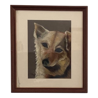 Vintage Pastel Dog Portrait by J. Buff Pratt, Mid-Century Framed Animal Art For Sale