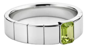 Peridot Solitaire Ring for Men Silver, Gold, Size 10