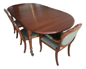 Carl Forslund Cherry Dining Table With Six Chairs and Custom Table Pads