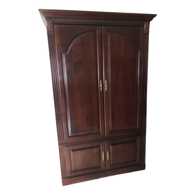 1990s Ethan Allen Georgian Court Cherry Tv Entertainment Cabinet For Sale