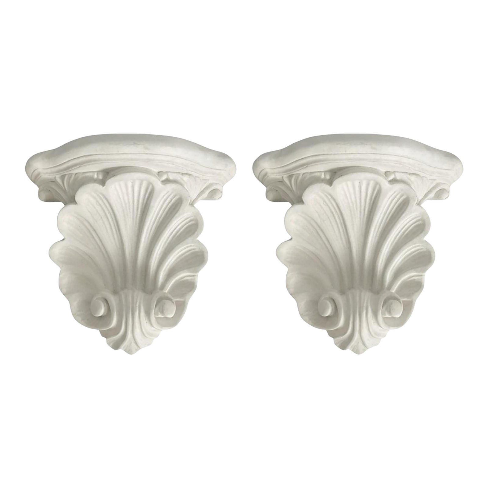 Grand-Scale Vintage Plaster Shell Wall Pocket | Chairish