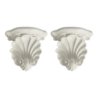 Grand-Scale Vintage Plaster Shell Wall Pocket For Sale