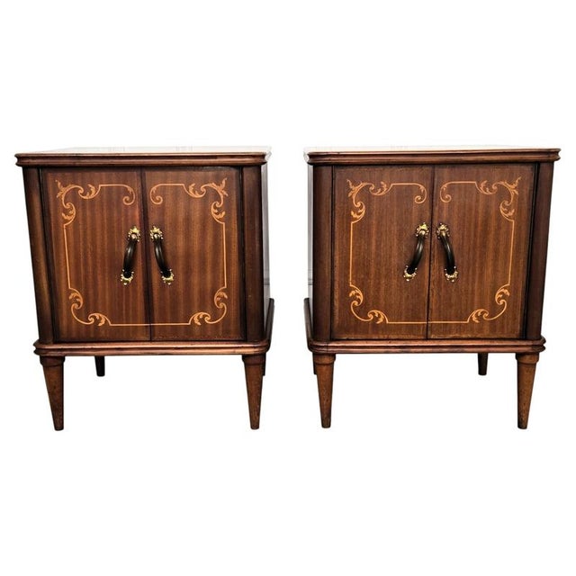 Mid-Century Modern Italian Wood Nightstands, 1950s, Set of 2 For Sale - Image 11 of 11