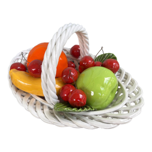 Vintage Italian Bassano Ceramic Fruit Basket Centerpiece – Hand Painted Majolica Italian Kitchen Decor