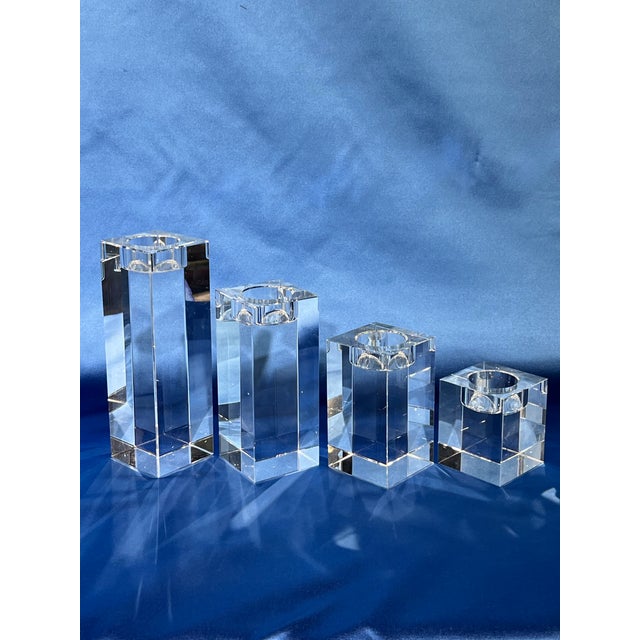 Modern Bombay Company Crystal Candle Holders Modern Set of 4 For Sale - Image 3 of 5
