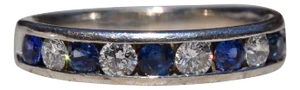 The Oak Hills: Sapphire and Diamond Stackable Band in White Gold