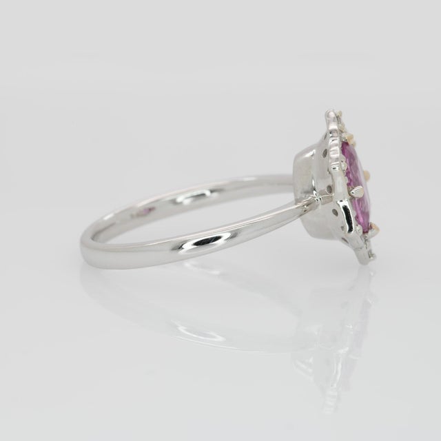 2020s Pink Sapphire Ring With Earth Mined Diamonds: Solid 14k Gold, Size 6.75 For Sale - Image 5 of 8