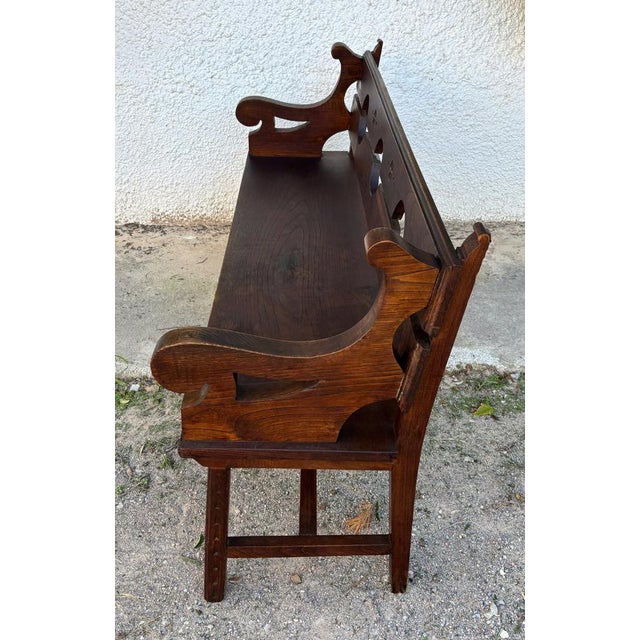 Spanish Handmade Wood Bench, Early 20th Century For Sale - Image 6 of 9