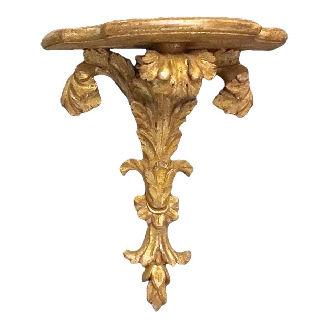 Vintage Italian Giltwood Acanthus Wall Shelf For Sale