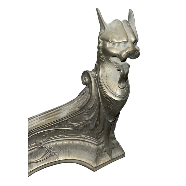 French Art Nouveau Mythical Creature Andirons, Early 20th Century For Sale In Los Angeles - Image 6 of 8