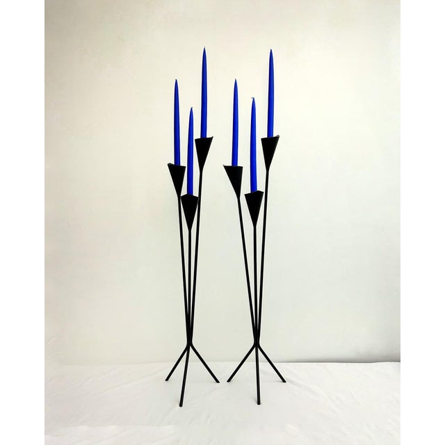 Sculptural Tall Floor Candleholders, attributed to Svend Aage Holm Sørensen, Denmark, 1950s60s, Set of 2 For Sale - Image 9 of 9
