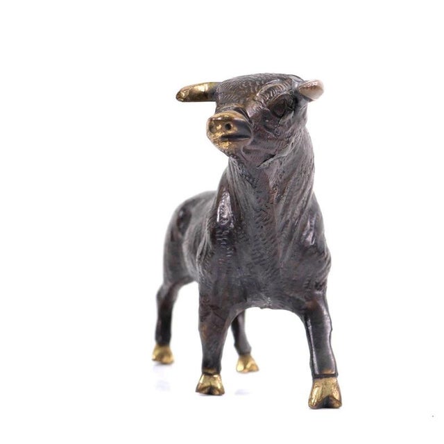 Mid-Century Austrian Patinated Bronze Bull Sculpture attributed to Walter Bosse, 1950s For Sale - Image 3 of 11