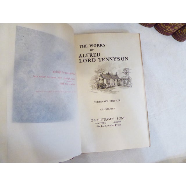 Antique Leatherbound Volumes of Alfred Lord Tennyson - Set 6 For Sale - Image 4 of 4