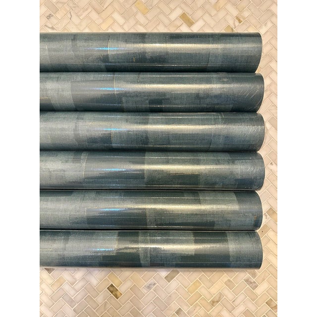 Kravet 6 Rolls Kravet Cubist Teal Wallpaper For Sale - Image 4 of 9