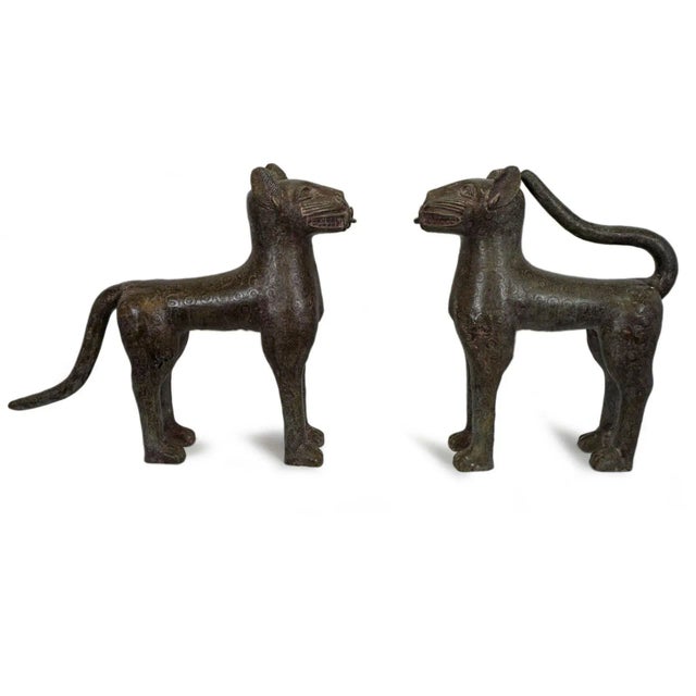 Vintage African Benin Bronze Leopard Sculpture For Sale In Los Angeles - Image 6 of 9