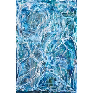Kristi Haines Herman “Helping You Say Goodbye To Me” Contemporary Gestural Blue Abstract Painting, 2024 For Sale