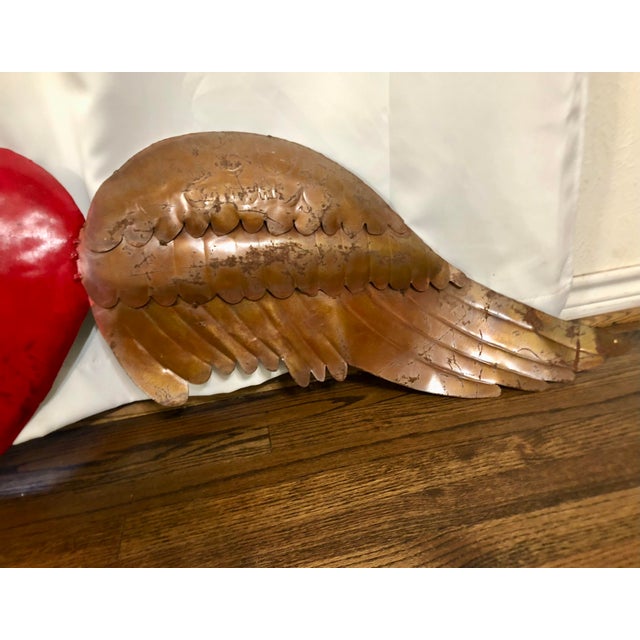 Large Vintage Metal Winged Flying Heart Wall Decor For Sale In Dallas - Image 6 of 8