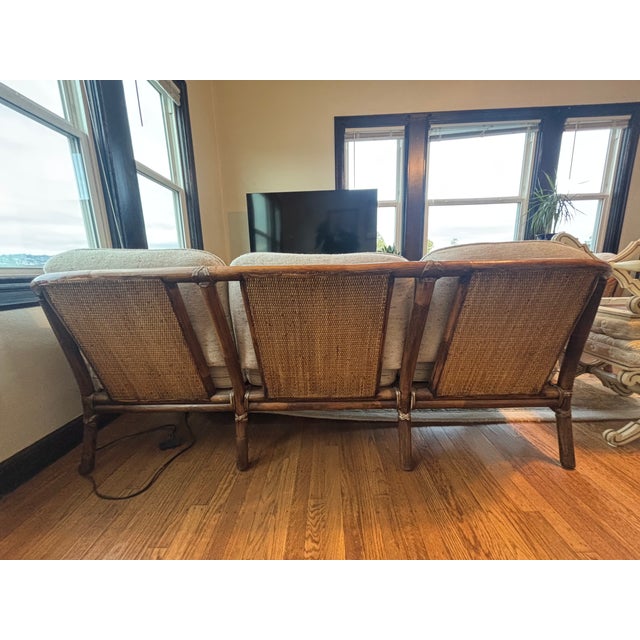 Wood Vintage McGuire Three-Seat Sofa For Sale - Image 7 of 14