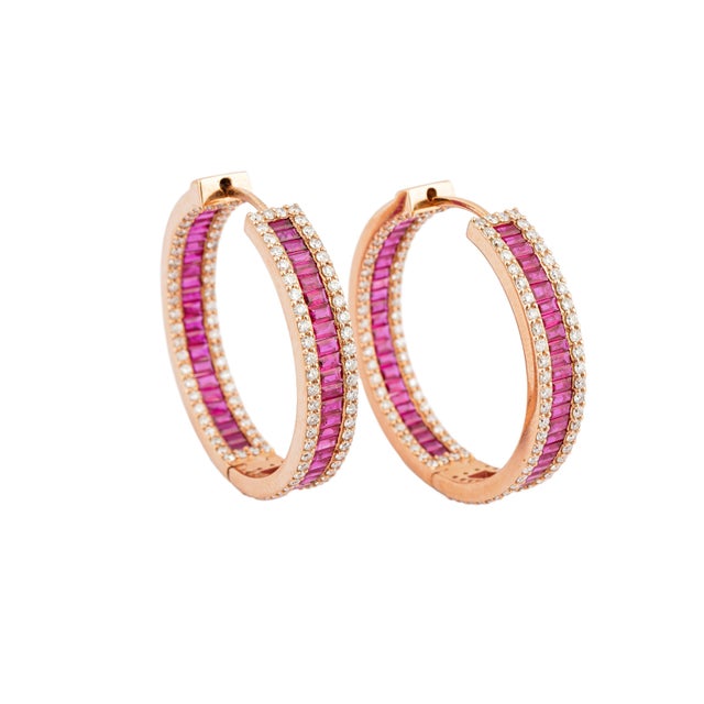 Natural diamond 2.76cts & ruby 5.97cts earring in 18k gold For Sale - Image 17 of 18