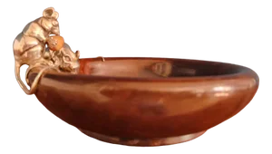 Large Nut Bowl in Precious Wood with 2 Mice from Schleißner Hanau Silber