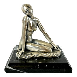 Art Deco Style Italian Sterling 925 Silver Nude Figurine from Ottaviani, 1960s For Sale