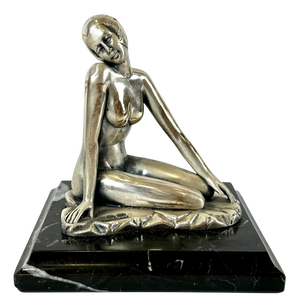 Art Deco Style Italian Sterling 925 Silver Nude Figurine from Ottaviani, 1960s