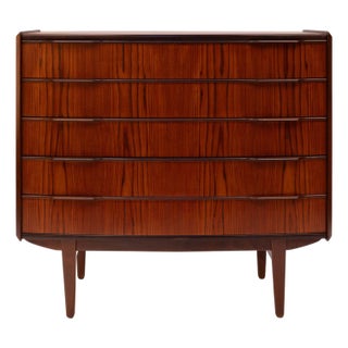 Vintage Danish Mid-Century Five-Drawer Rosewood Dresser For Sale