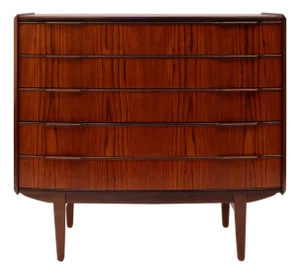 Vintage Danish Mid-Century Five-Drawer Rosewood Dresser