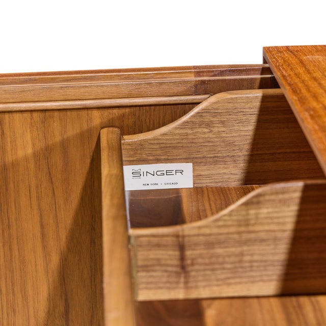 Gio Ponti for Singer & Sons Model 2184 Mid Century Walnut, Cane and Brass Credenza For Sale - Image 11 of 11