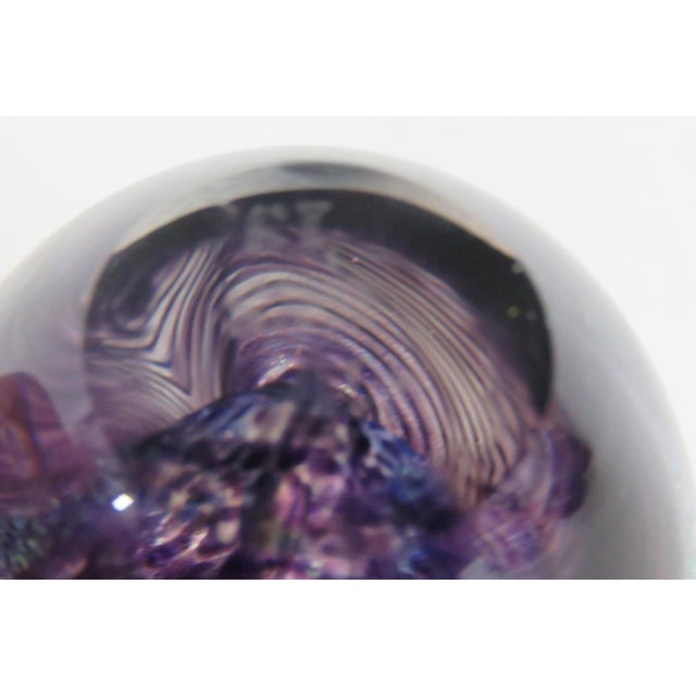 Glass Eye Studio Ges Purple Passion Flower Dichroic Art Egg Paperweight 5194b For Sale - Image 12 of 14