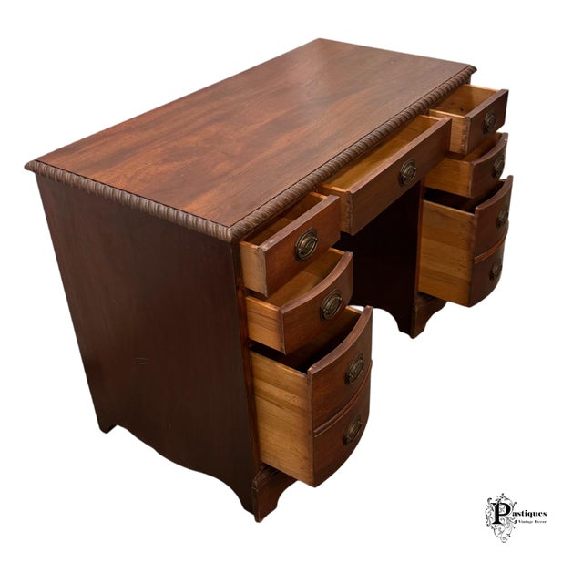 Brown Vintage Georgian Style Mahogany Desk For Sale - Image 8 of 10