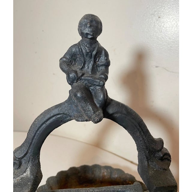 Metal Rare Large Antique Original 1800's Cast Iron Americana Figural Boot Scraper For Sale - Image 7 of 12