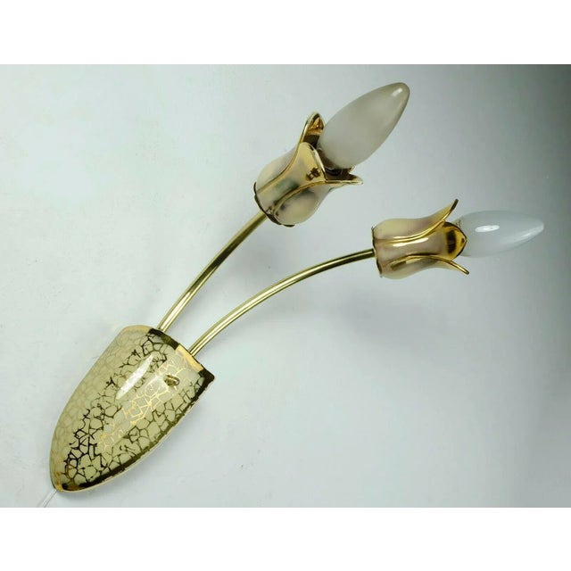 Mid-Century Ceramic Brass Wall Light, 1950s For Sale - Image 10 of 11
