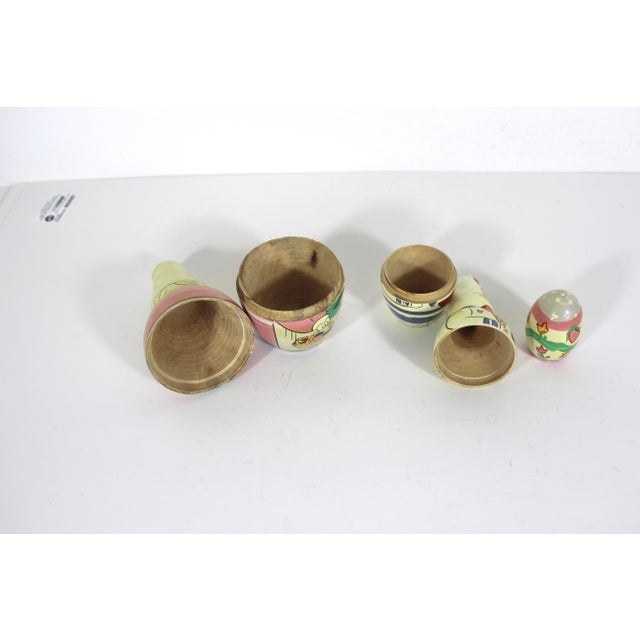 Wood Vintage Easter Bunny Rabbit and Egg Stacking Dolls Hand Painted Wood For Sale - Image 7 of 7
