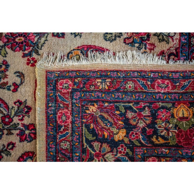 Red Vintage Floral Yazd Rug For Sale - Image 8 of 10