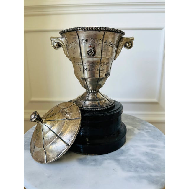 Ralph Lauren Vintage 1959 Madrid - Silver Trophy on Wood Plinth For Sale - Image 4 of 13