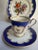 Vintage 1950's Kunst Hummendorf Kronack Bavaria Germany Porcelain Tea Set Trio Cobalt Blue Gold Tea Cup Saucer Dessert Plate For Sale - Image 10 of 18