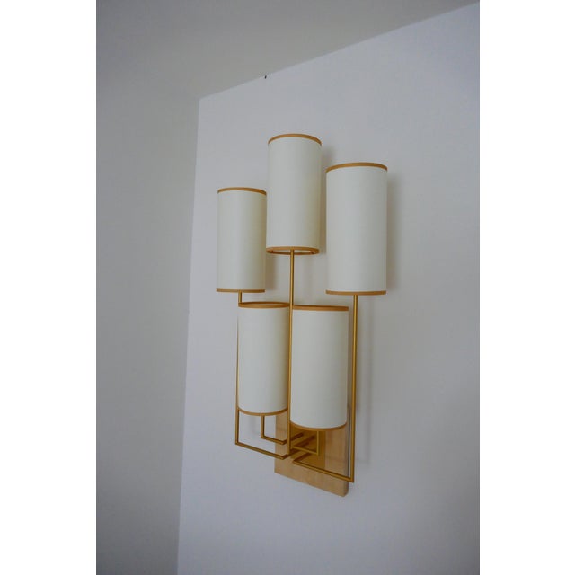 Wall Sconce Tiges5 in Patinated Gold Metal and Fabric by Aymeric Lefort For Sale - Image 9 of 14